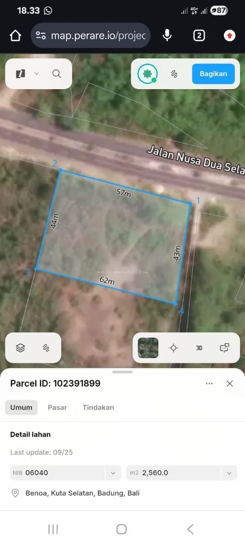 Tanah komersil nusa dua selatan